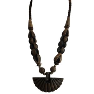 Brown Wood Beaded Necklace